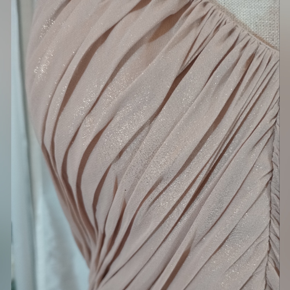 Dessy Collection Long Gown Chestnut beige Straps/Pleats/Sleeveless/V-back, 10 - Picture 8 of 14